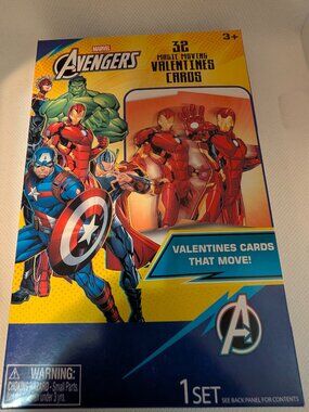 NEW Marvel Avengers 32 Magic Moving Valentine's Day Cards Set 8 Designs Boy Girl